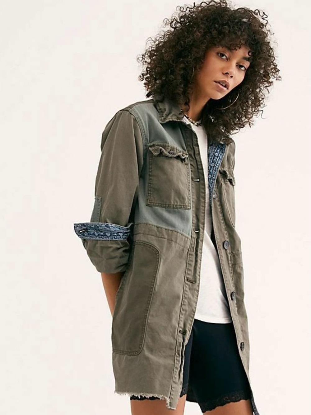 We The Free People Apollo Oversized Military Army Cargo Utility Jacket